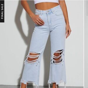 Alley Distressed Crop Kick Flare Jeans from Vici Collection